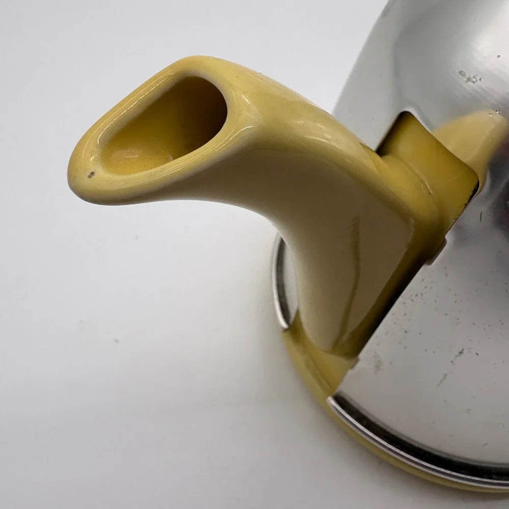 Vintage Hall China Yellow Teapot with Insulated Chrome Aluminum Cozy Made in USA